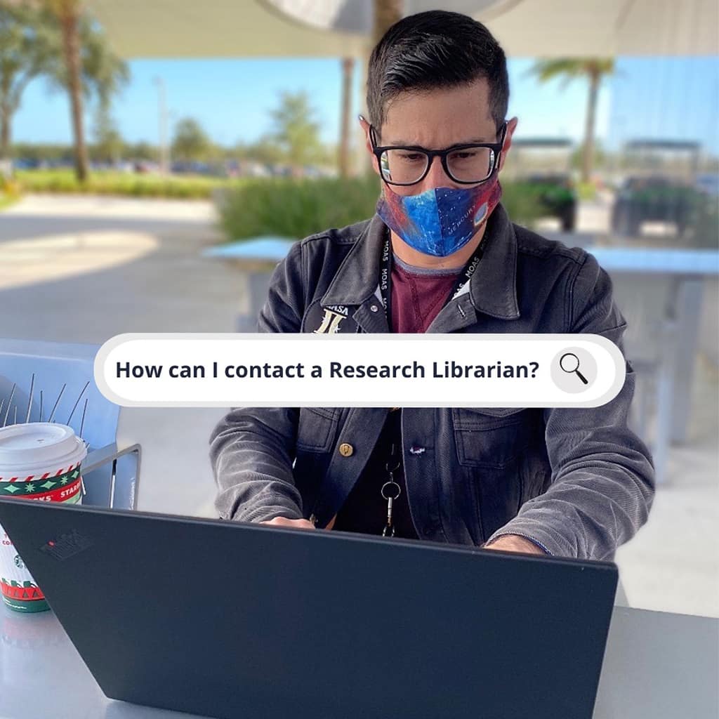 Student typing a question: How can I contact a Research Librarian?