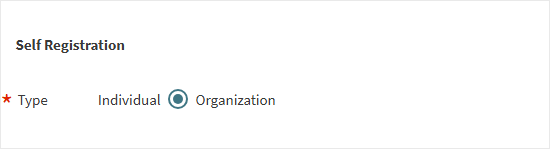EagleSearch Self Registration screen Organization radio button