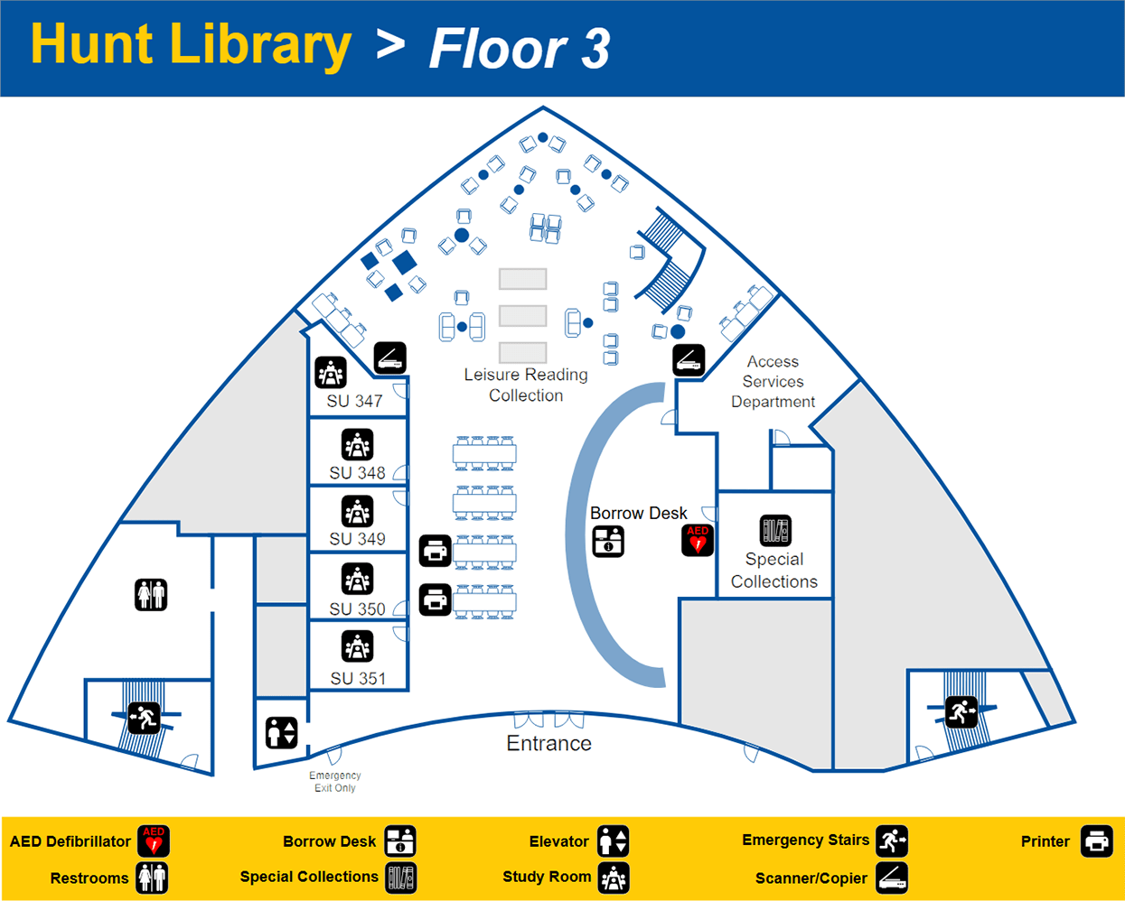 Hunt Library Floorplan - Third Floor